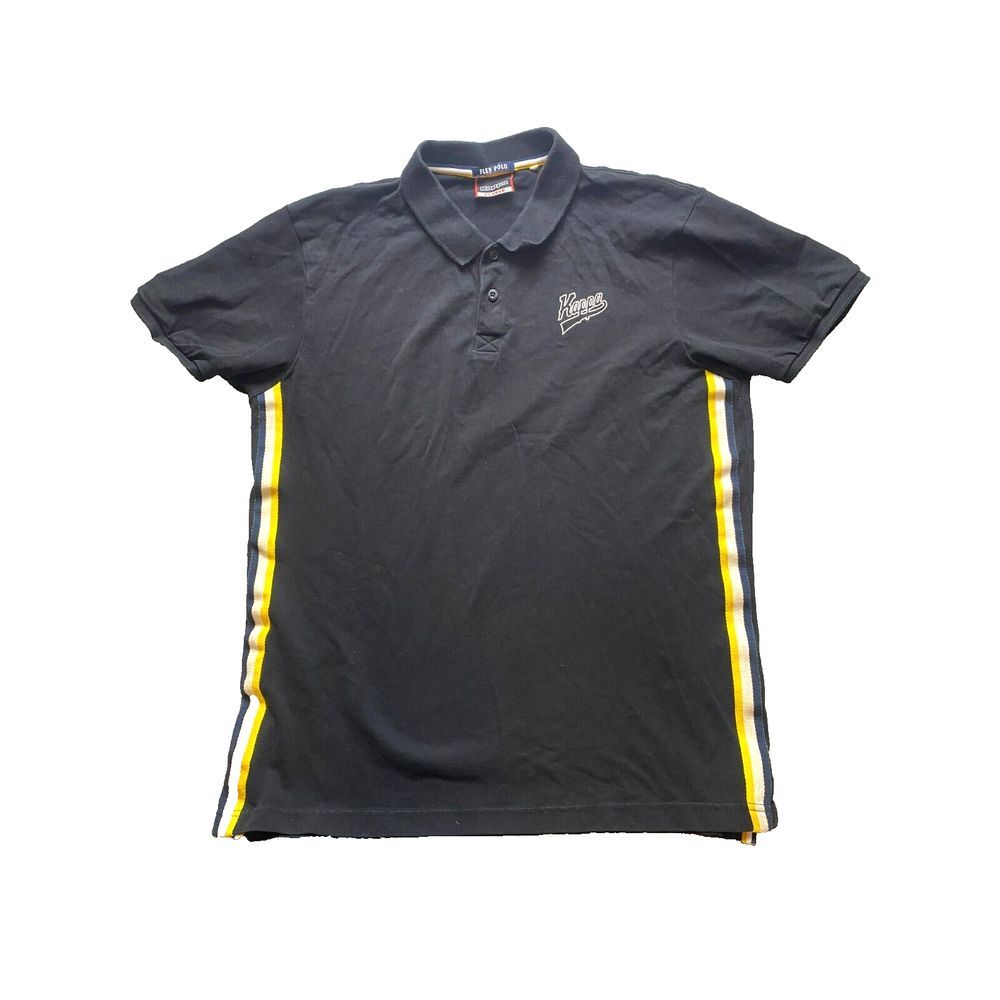 Kappa Shirt Adult Extra Large Black Striped Side Flex Casual‎ Golf Polo Mens